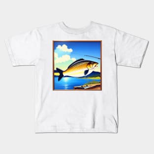 80s Vintage Fishing Poster Kids T-Shirt